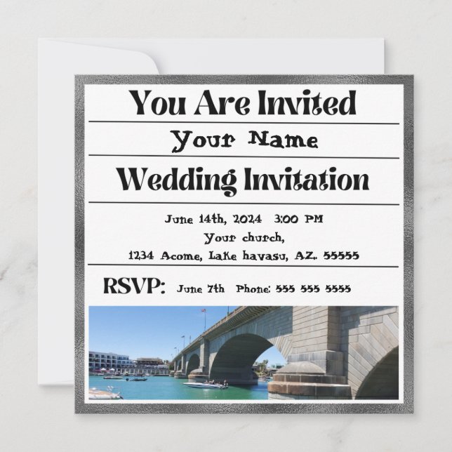 Lake Havasu Wedding Invitation  (Front)