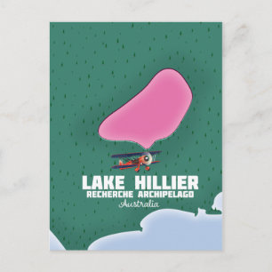 Lake Hillier Australian map. Postcard