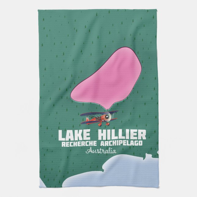 Lake Hillier Australian map. Tea Towel (Vertical)