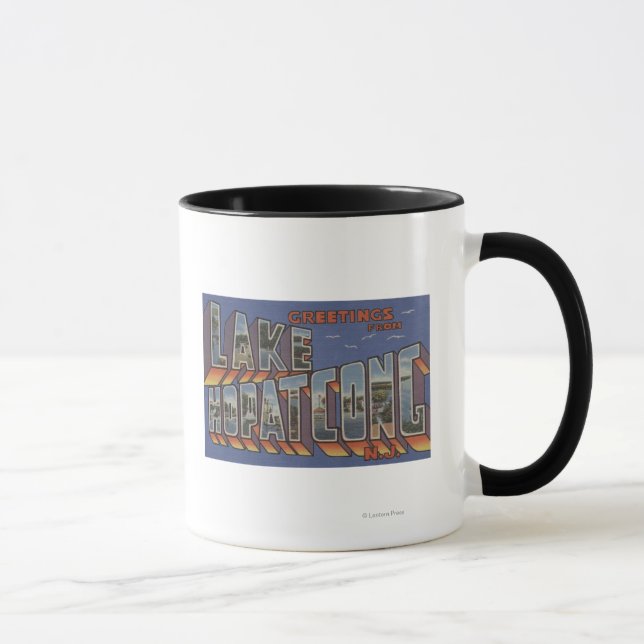 Lake Hopatcong, New Jersey - Large Letter Scenes Mug (Right)