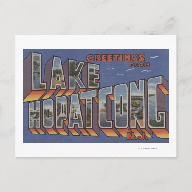 Lake Hopatcong, New Jersey - Large Letter Scenes Postcard (Front)