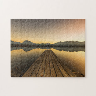 Lake Hopfen with a Jetty & Alps Mountains Jigsaw Puzzle