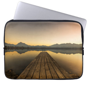 Lake Hopfen with a Jetty & Alps Mountains Laptop Sleeve