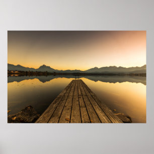 Lake Hopfen with a Jetty & Alps Mountains Poster