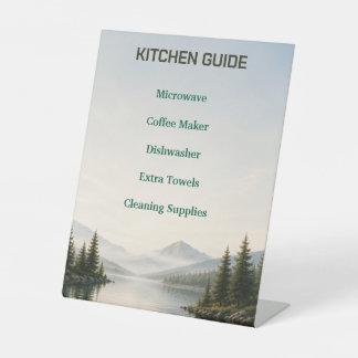 Lake House Airbnb Kitchen Guide Sign