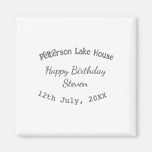 Lake house beach happy birthday add name date year magnet
