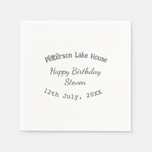 Lake house beach happy birthday add name date year napkin