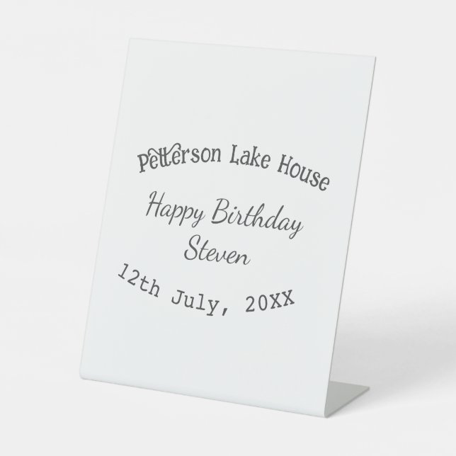 Lake house beach happy birthday add name date year pedestal sign (Front)