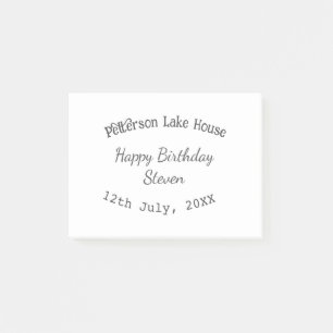 Lake house beach happy birthday add name date year post-it notes