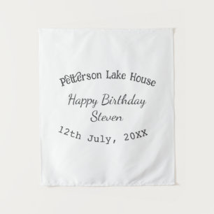Lake house beach happy birthday add name date year tapestry