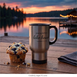 Lake House Chic Simple Typography Personalised Travel Mug