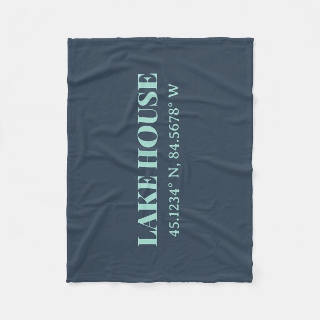 Lake House Custom Coordinates Fleece Blanket (Front)