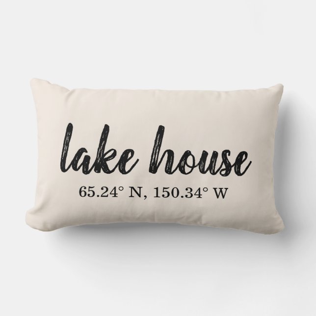 Lake House Custom Coordinates Lumbar Cushion (Front)