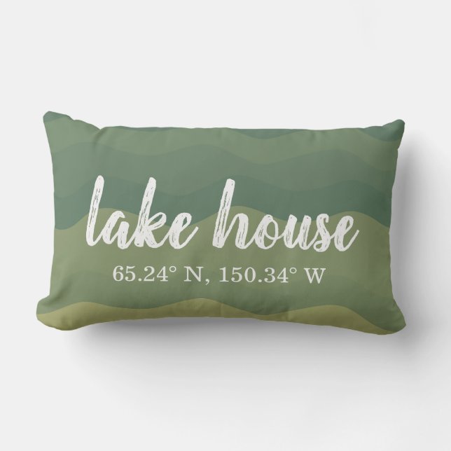 Lake House Custom Coordinates Lumbar Cushion (Front)