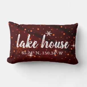 Lake House Custom Coordinates Lumbar Pillow