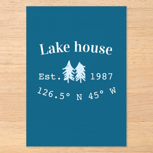 Lake house ets. Date year custom coordinates add n Acrylic Invitations (Front)