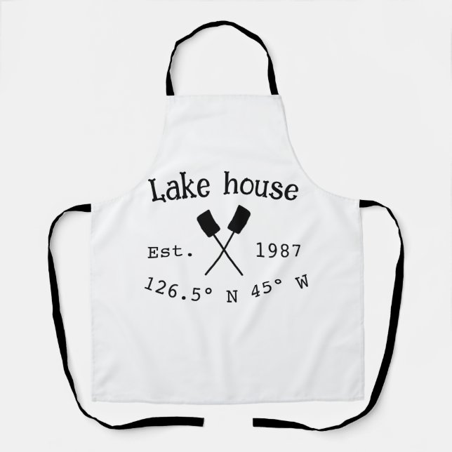 Lake house ets. Date year custom coordinates add n Apron (Front)