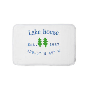 Lake house ets. Date year custom coordinates add n Bath Mat