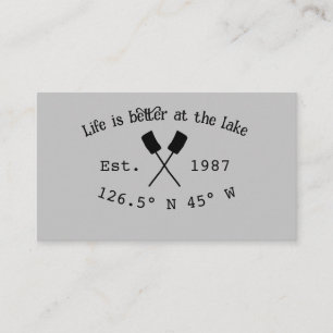 Lake house ets. Date year custom coordinates add n Business Card