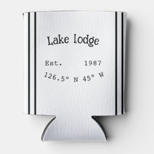 Lake house ets. Date year custom coordinates add n Can Cooler