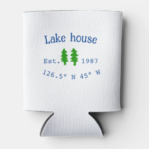 Lake house ets. Date year custom coordinates add n Can Cooler