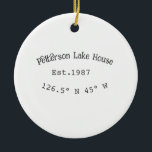 Lake house ets. Date year custom coordinates add n Ceramic Tree Decoration<br><div class="desc">Design</div>