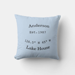 Lake house ets. Date year custom coordinates add n Cushion