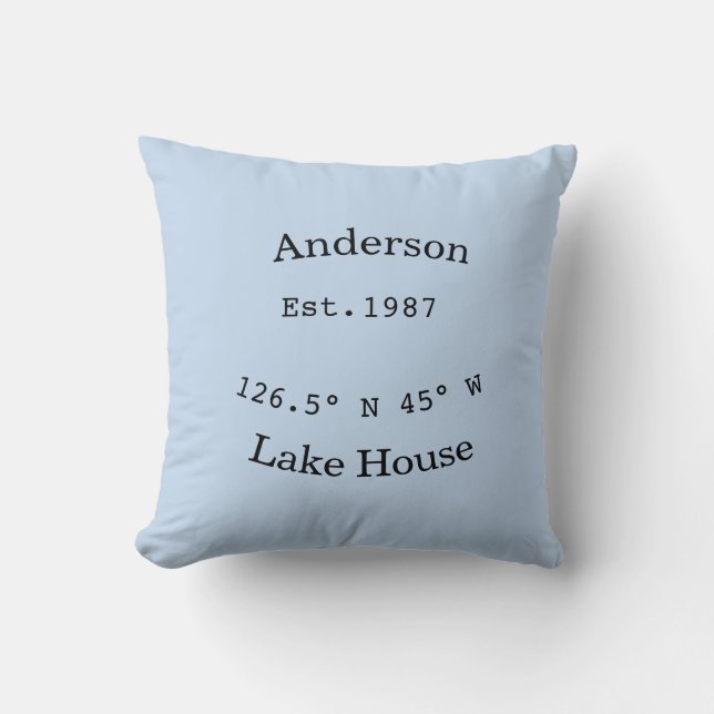 Lake house ets. Date year custom coordinates add n Cushion (Front)