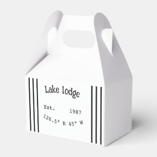 Lake house ets. Date year custom coordinates add n Favour Box