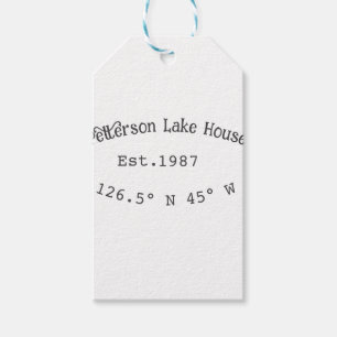 Lake house ets. Date year custom coordinates add n Gift Tags
