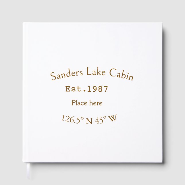 Lake house ets. Date year custom coordinates add n Guest Book (Front)