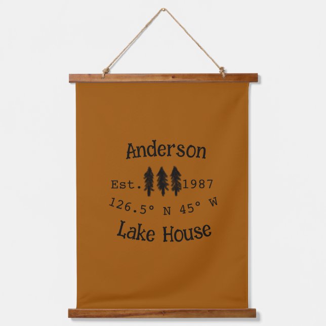 Lake house ets. Date year custom coordinates add n Hanging Tapestry (Front)