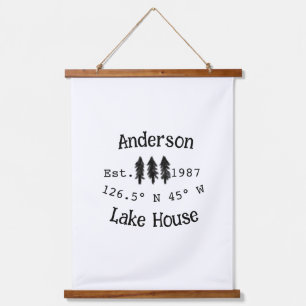 Lake house ets. Date year custom coordinates add n Hanging Tapestry