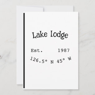 Lake house ets. Date year custom coordinates add n Invitation