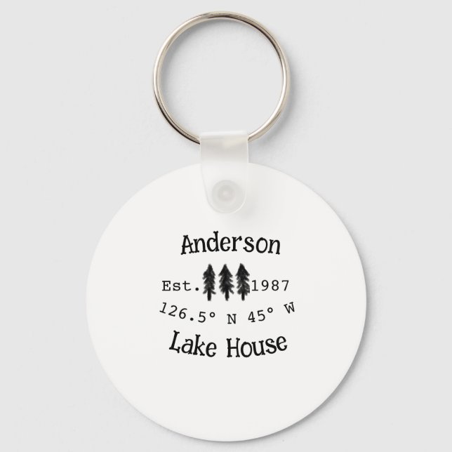 Lake house ets. Date year custom coordinates add n Key Ring (Front)