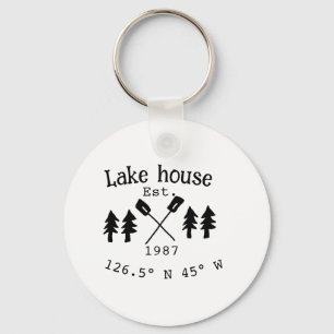 Lake house ets. Date year custom coordinates add n Key Ring