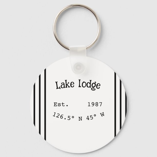 Lake house ets. Date year custom coordinates add n Key Ring (Front)