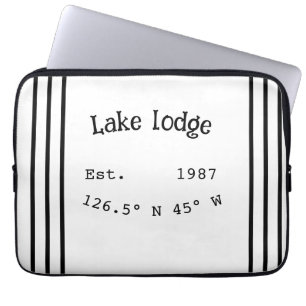 Lake house ets. Date year custom coordinates add n Laptop Sleeve