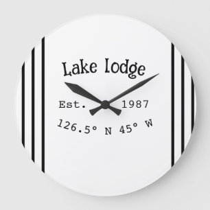 Lake house ets. Date year custom coordinates add n Large Clock