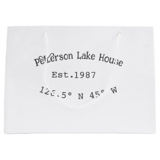 Lake house ets. Date year custom coordinates add n Large Gift Bag