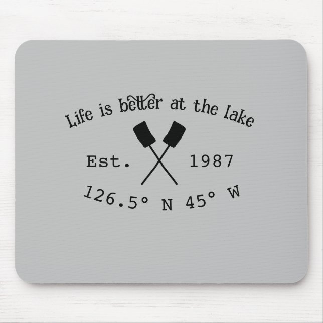 Lake house ets. Date year custom coordinates add n Mouse Mat (Front)