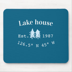 Lake house ets. Date year custom coordinates add n Mouse Mat
