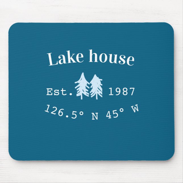 Lake house ets. Date year custom coordinates add n Mouse Mat (Front)