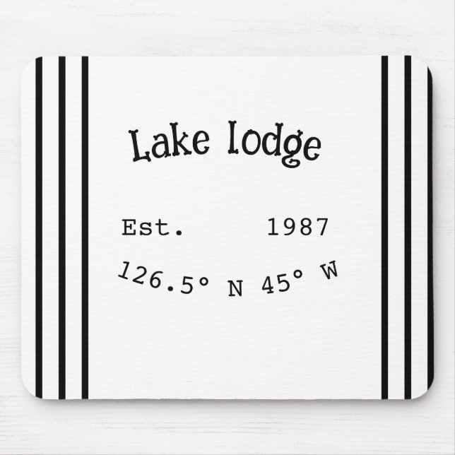 Lake house ets. Date year custom coordinates add n Mouse Mat (Front)