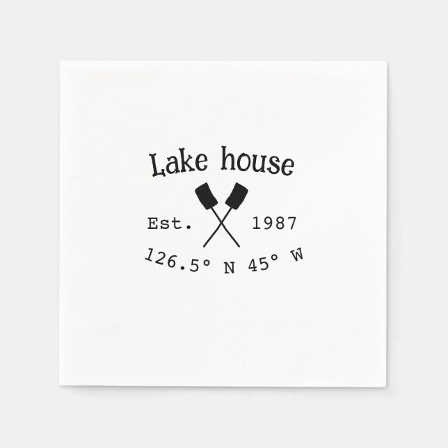 Lake house ets. Date year custom coordinates add n Napkin (Front)