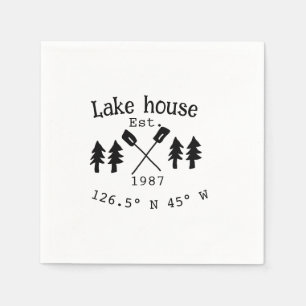 Lake house ets. Date year custom coordinates add n Napkin