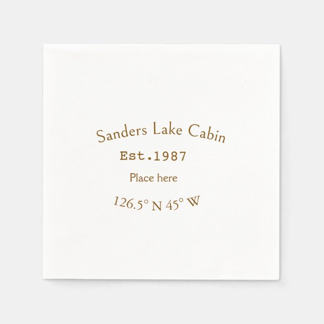 Lake house ets. Date year custom coordinates add n Napkin (Front)