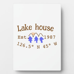 Lake house ets. Date year custom coordinates add n Plaque