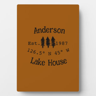Lake house ets. Date year custom coordinates add n Plaque