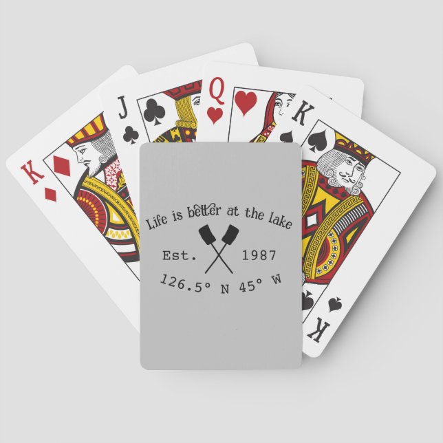 Lake house ets. Date year custom coordinates add n Playing Cards (Back)